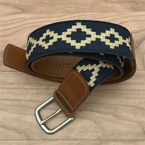 La Matera Corbina Woven Belt size 36 Navy and Khaki